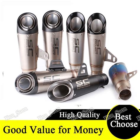 Inlet 51mm 60mm Motorcycle Exhaust Pipe Muffler Sc Exhaust Mufflers Universal Tailpipe For Motor