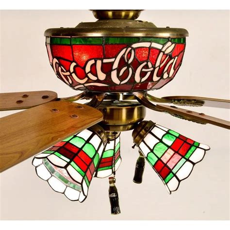 Coca Cola Stained Glass 3 Light Ceiling Fan Shelly Lighting