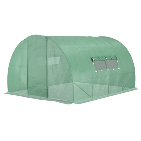 Outsunny X M Walk In Garden Polytunnel Greenhouse Galvanised Steel W