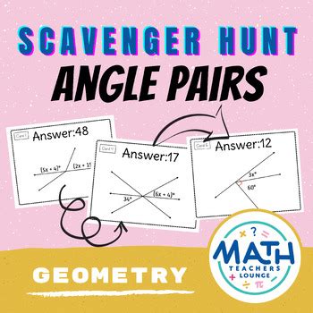 Angle Pairs Scavenger Hunt Activity By Math Teachers Lounge TPT