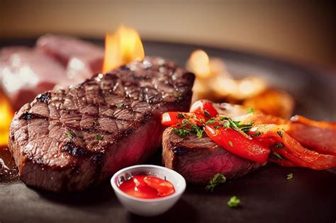 Premium Ai Image Grilled Beef Steak Background