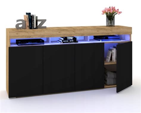 Komoda Szafka RTV LUNA 4D 180 LED CRAFT CZARNY MAT 899 99 zł