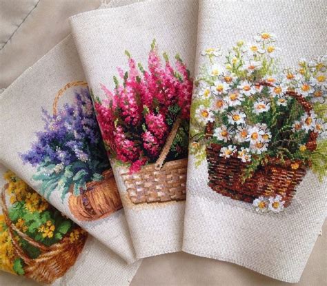 Floral Cross Stitch Napkins