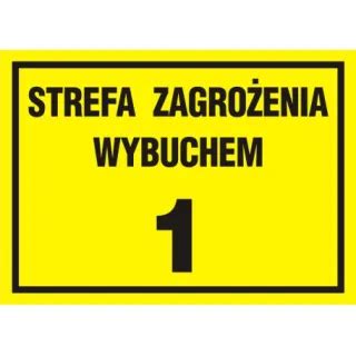 Znak Zasięg strefy zagrożenia wybuchem 1 2 na płycie PCV NC014