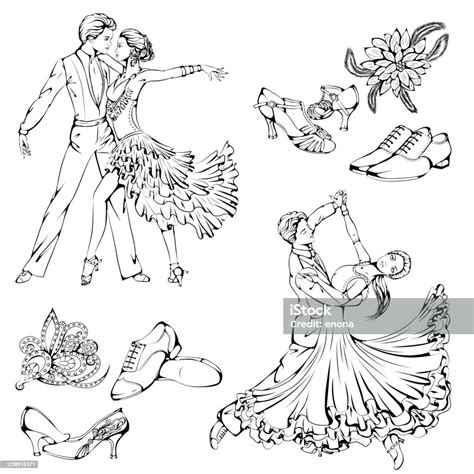 Desenhos De Dança De Salão - Vetores de Conjunto De Dança De Salão e mais imagens de Dançar - Dançar ...