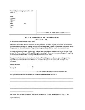 Notice Of Commencement Michigan Complete With Ease Airslate Signnow