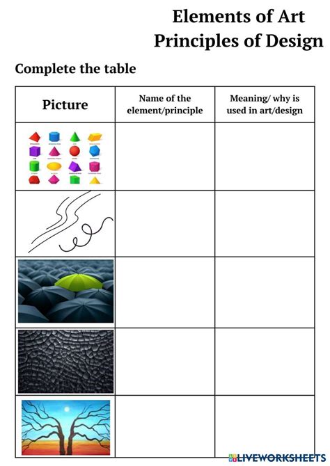 Principles Of Design Worksheets Principle Of Contrast Variety