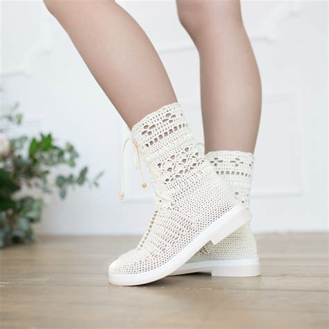 Crochet summer boots Knit boots Womens lace up boots Summer - Inspire ...