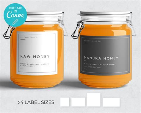 Minimalist Jar Label Template Modern Label Template Food Jar Label