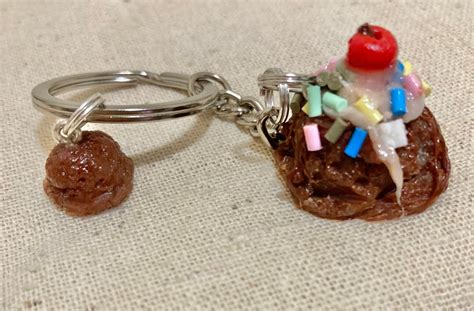 Mini Chocolate Ice Cream Scoops Bag Charm Or Keychain Etsy