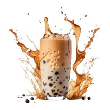 Pearl Milk Tea Splashing 3d Real Creative Photography Winter Drink