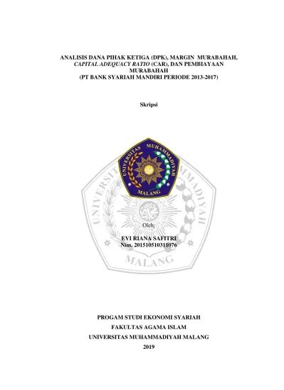 Analisis Dana Pihak Ketiga Dpk Margin Murabahah Capital Adequacy