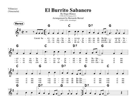 El Burrito Sabanero Mi Burrito Sabanero Arr Bernardo Bernal Hidalgo