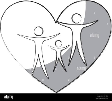 heart with family silhouette vector illustration design Stock Vector ...