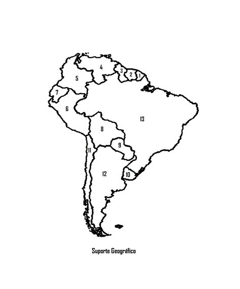 Mapa Da Am Rica Do Sul Numerado Para Colorir