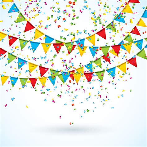 Confetti Celebration Party Vector Art Png Celebrate Illustration With Party Flags And Falling