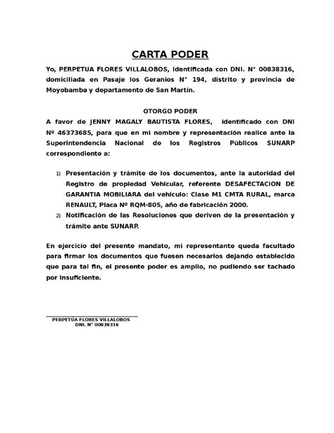 Carta Poder Simple Que Es Y Que Debe Contener Formato De Ejem Themeloader