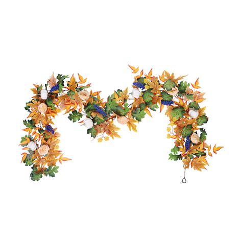 Harlier Artificial Autumn Maple Leaves Garland With Rose Flower Ft