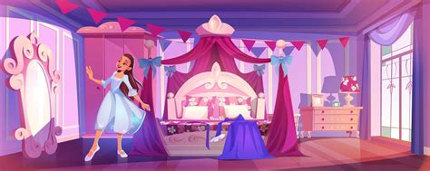 Beautiful Princess In Pink Royal Bedroom 20236836 Vector Art At Vecteezy