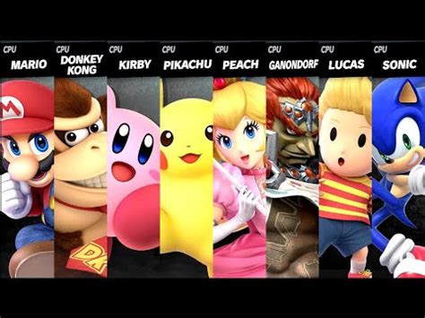 Mario VS Donkey Kong VS Kirby VS Pikachu VS Peach VS Ganondorf VS Lucas