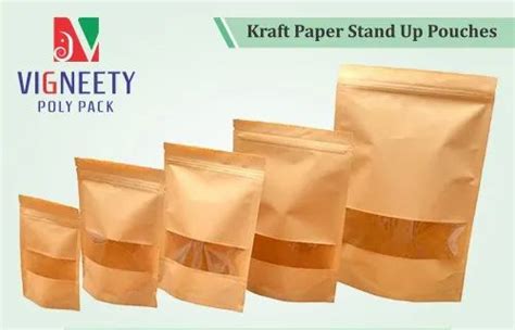 Brown Kraft Paper Stand Up Zipper Pouch At Best Price In Surat