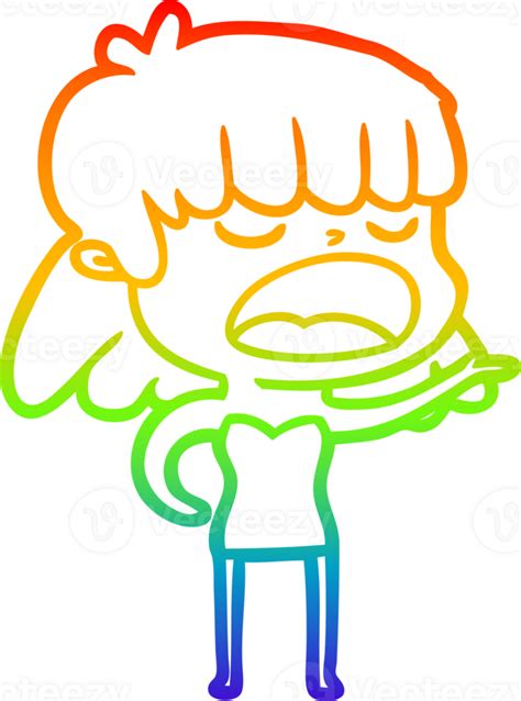 Rainbow Gradient Line Drawing Cartoon Woman Talking Loudly 39928080 Png