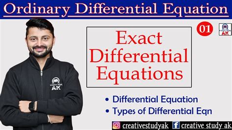 Lec 01 Exact Differential Equations Differential Equation Types Of Diff Eqn Babsc By