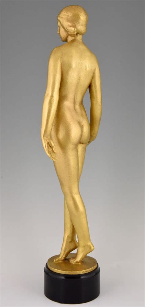 Art Deco Gilt Bronze Sculpture Of A Standing Nude Deconamic