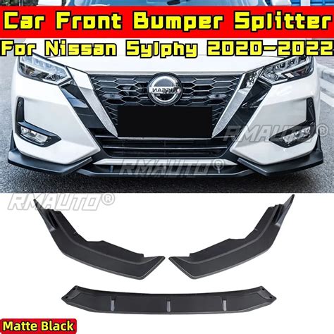 Sylphy Front Bumper Lip Glossy Black Red Sport Style Front Bumper