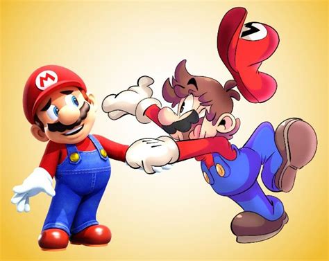 An Image Of Mario And Luigi Fighting With Each Other