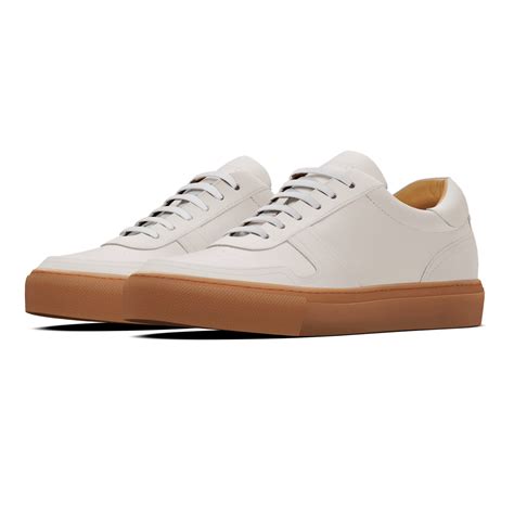 Off White Leather Sneakers With Brown Sole