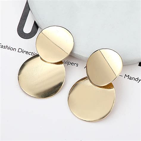 Golden Mirror Stud Earrings Stylish Looks