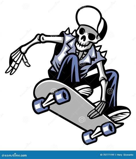 Skull Punk Ride A Skateboard Stock Vector Illustration Of Skateboard Board 70777199