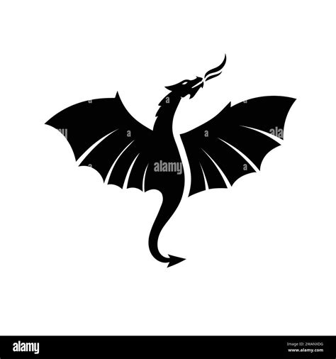 Silhouette Of Flying Dragon Vector Illustration Stylized Image Of