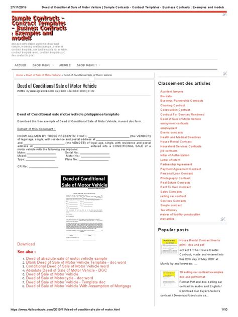 Deed Of Conditional Sale Of Motor Vehicle Pdf Deed Land Law