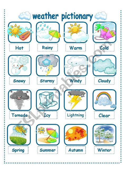 Weather Seasons Pictionary Esl Worksheet By La Luna