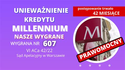 PRAWOMOCNE unieważnienie kredytu we frankach Millennium Bank z 2007