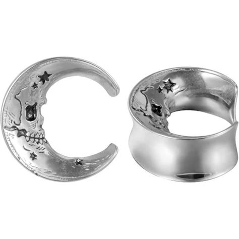 Paire De Tunnels D Oreille De Style Lune Bouchons De Chair Boucles D