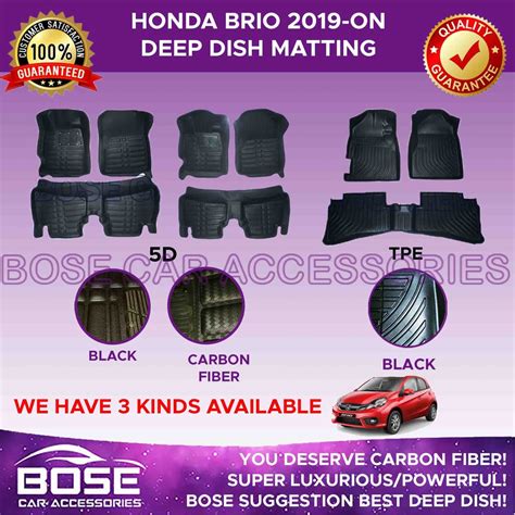 TPE 5D Deep Dish For Honda Brio 2019 2023 Deep Dish Car Matting