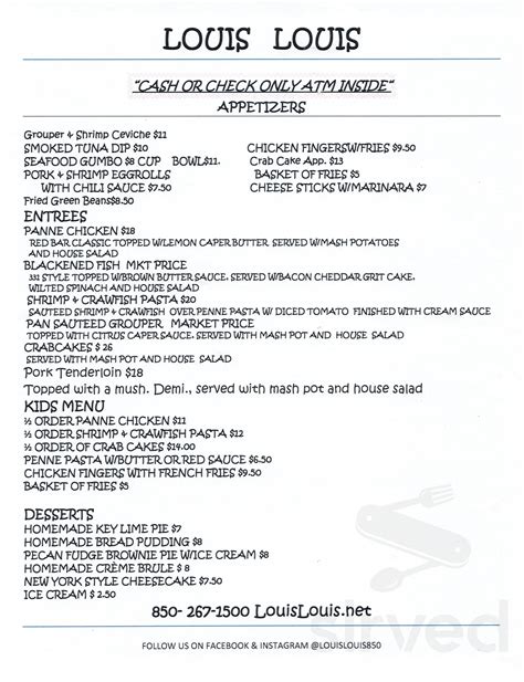 Louis Louis menus in Santa Rosa Beach, Florida, United States