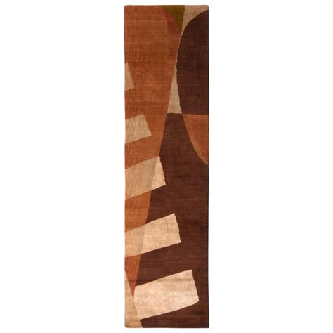 Rug and Kilim's Hand-Knotted Wool Silk Modern Runner in Brown ...