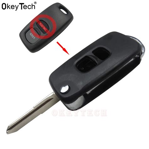 Okeytech Replacement Modified 2 Buttons Flip Folding Car Remote Key Fob