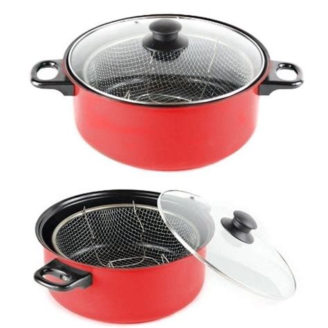 Non-stick Cooking Pot - Chip Pan - Food Steamer With Basket & Lid ...