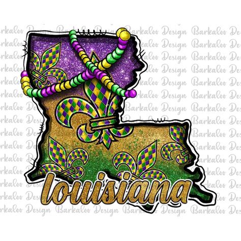 Mardi Gras Louisiana State Map Sublimation Design, Mardi Gra - Inspire Uplift