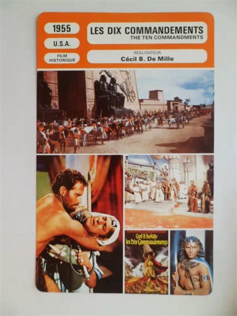 Carte Fiche Cinema Les Dix Commandements Charlton Heston Yul