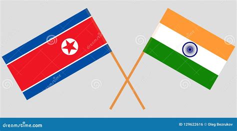 North Korea And India Korean And Indian Flags Official Colors