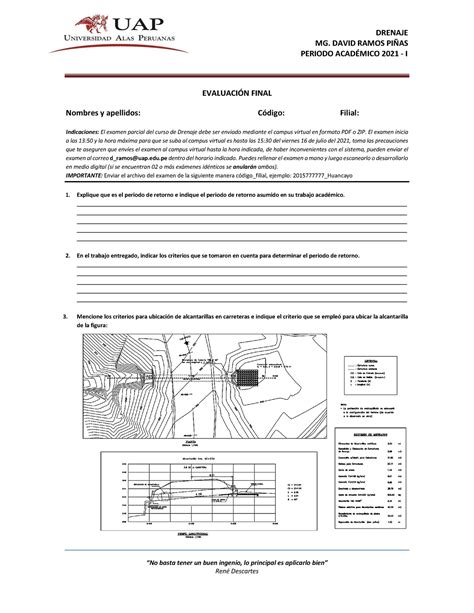 Evaluacion Final Drenaje Drenaje Mg David Ramos Pi As Periodo