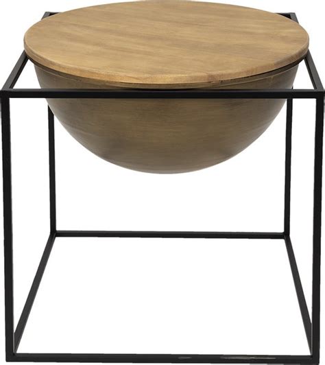 Clayre Eef Bijzettafel 53x53x55 Cm Bruin Zwart Ijzer Hout Side Table