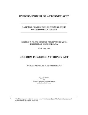 Fillable Online Uniformlaws UNIFORM POWER OF ATTORNEY ACT NATIONAL