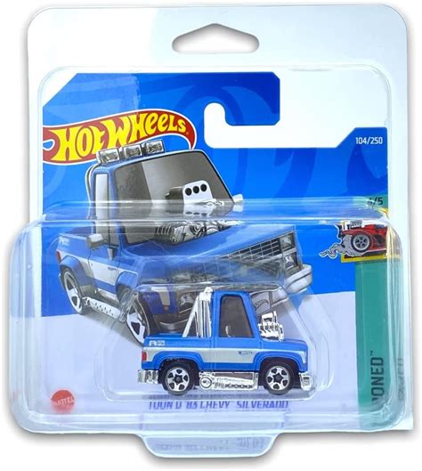 Hot Wheels Toon D 83 Chevy Silverado Blue 4 5 Tooned 2022 104 250 Short Card Comes In A